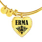 Erma v01 - 18k Gold Finished Heart Pendant Bangle Bracelet