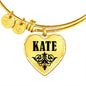 Kate v01 - 18k Gold Finished Heart Pendant Bangle Bracelet