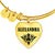 Alexandra v01 - 18k Gold Finished Heart Pendant Bangle Bracelet