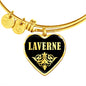 Laverne v02 - 18k Gold Finished Heart Pendant Bangle Bracelet
