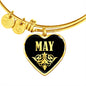 May v02 - 18k Gold Finished Heart Pendant Bangle Bracelet