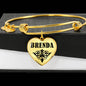Brenda v01 - 18k Gold Finished Heart Pendant Bangle Bracelet