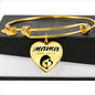 Mama, Est. 2023 - 18k Gold Finished Heart Pendant Bangle Bracelet