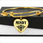 Mindy v01 - 18k Gold Finished Heart Pendant Bangle Bracelet