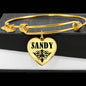 Sandy v01 - 18k Gold Finished Heart Pendant Bangle Bracelet