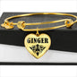 Ginger v01 - 18k Gold Finished Heart Pendant Bangle Bracelet
