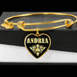 Andrea v02 - 18k Gold Finished Heart Pendant Bangle Bracelet