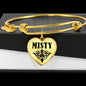 Misty v01 - 18k Gold Finished Heart Pendant Bangle Bracelet