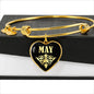 May v02 - 18k Gold Finished Heart Pendant Bangle Bracelet