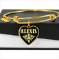 Alexis v02 - 18k Gold Finished Heart Pendant Bangle Bracelet