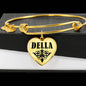 Della v01 - 18k Gold Finished Heart Pendant Bangle Bracelet