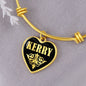 Kerry v02 - 18k Gold Finished Heart Pendant Bangle Bracelet