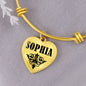 Sophia v01 - 18k Gold Finished Heart Pendant Bangle Bracelet