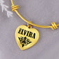Elvira v01 - 18k Gold Finished Heart Pendant Bangle Bracelet