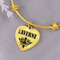 Laverne v01 - 18k Gold Finished Heart Pendant Bangle Bracelet
