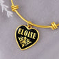 Eloise v02 - 18k Gold Finished Heart Pendant Bangle Bracelet