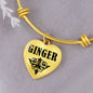 Ginger v01 - 18k Gold Finished Heart Pendant Bangle Bracelet