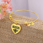 Alexis v01 - 18k Gold Finished Heart Pendant Bangle Bracelet