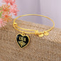 Lila v02 - 18k Gold Finished Heart Pendant Bangle Bracelet