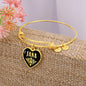 Jana v02 - 18k Gold Finished Heart Pendant Bangle Bracelet