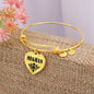 Meghan v01 - 18k Gold Finished Heart Pendant Bangle Bracelet