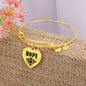 Hope v01 - 18k Gold Finished Heart Pendant Bangle Bracelet