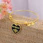 Rochelle v02 - 18k Gold Finished Heart Pendant Bangle Bracelet