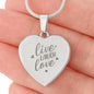 Live Laugh Love - Engraved Heart Pendant Necklace