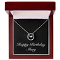 Happy Birthday Mary v2 - Lucky In Love Necklace With Mahogany Style Luxury Box