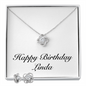 Happy Birthday Linda - Love Knot Necklace And Earrings Set