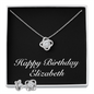 Happy Birthday Elizabeth v2 - Love Knot Necklace And Earrings Set