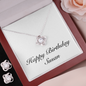 Happy Birthday Susan - Love Knot Necklace And Earrings Set With Mahogany Style Luxury Box