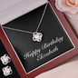Happy Birthday Elizabeth v2 - Love Knot Necklace And Earrings Set With Mahogany Style Luxury Box