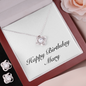 Happy Birthday Mary - Love Knot Necklace And Earrings Set With Mahogany Style Luxury Box