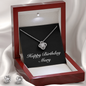 Happy Birthday Mary v2 - Love Knot Necklace And Earrings Set With Mahogany Style Luxury Box