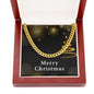 Merry Christmas v03 - 14k Gold Finished Cuban Link Chain With Mahogany Style Luxury Box