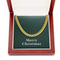 Merry Christmas v09 - 14k Gold Finished Cuban Link Chain With Mahogany Style Luxury Box
