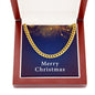 Merry Christmas v07 - 14k Gold Finished Cuban Link Chain With Mahogany Style Luxury Box