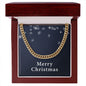 Merry Christmas v04 - 14k Gold Finished Cuban Link Chain With Mahogany Style Luxury Box