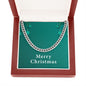 Merry Christmas v02 - Cuban Link Chain With Mahogany Style Luxury Box