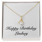 Happy Birthday Lindsey - 18K Yellow Gold Finish Alluring Beauty Necklace