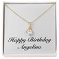 Happy Birthday Angelina - 18K Yellow Gold Finish Alluring Beauty Necklace