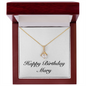 Happy Birthday Mary - 18K Yellow Gold Finish Alluring Beauty Necklace With Mahogany Style Luxury Box