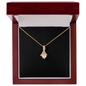 18K Yellow Gold Finish Alluring Beauty Necklace With Mahogany Style Luxury Box v2