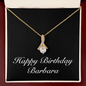 Happy Birthday Barbara v2 - 18K Yellow Gold Finish Alluring Beauty Necklace With Mahogany Style Luxury Box