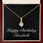 Happy Birthday Elizabeth v2 - 18K Yellow Gold Finish Alluring Beauty Necklace With Mahogany Style Luxury Box