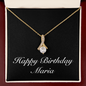 Happy Birthday Maria v2 - 18K Yellow Gold Finish Alluring Beauty Necklace With Mahogany Style Luxury Box