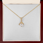 18K Yellow Gold Finish Alluring Beauty Necklace With Mahogany Style Luxury Box