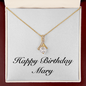 Happy Birthday Mary - 18K Yellow Gold Finish Alluring Beauty Necklace With Mahogany Style Luxury Box