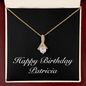 Happy Birthday Patricia v2 - 18K Yellow Gold Finish Alluring Beauty Necklace With Mahogany Style Luxury Box